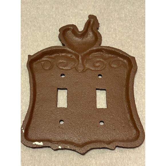 Vintage Cast Iron Rooster Chicken Double Switch Plate EUC - Picture 3 of 3